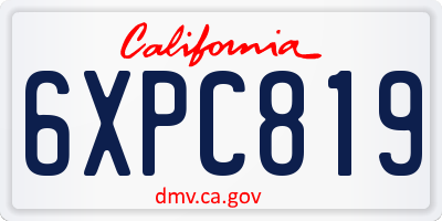 CA license plate 6XPC819
