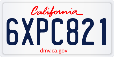 CA license plate 6XPC821