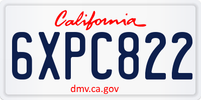 CA license plate 6XPC822
