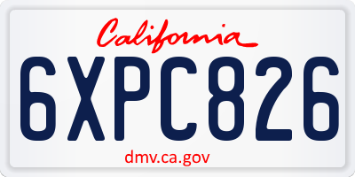 CA license plate 6XPC826