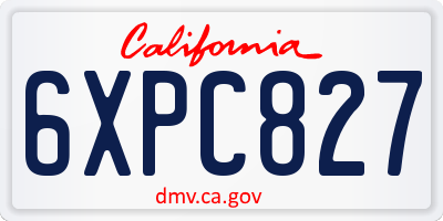 CA license plate 6XPC827