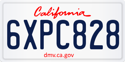 CA license plate 6XPC828