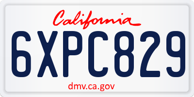 CA license plate 6XPC829