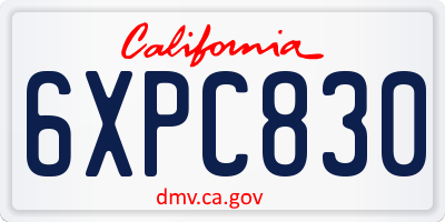 CA license plate 6XPC830