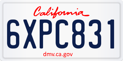 CA license plate 6XPC831
