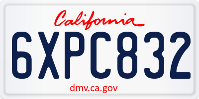 CA license plate 6XPC832