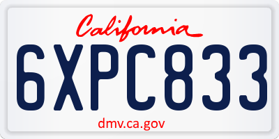 CA license plate 6XPC833