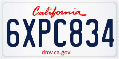 CA license plate 6XPC834