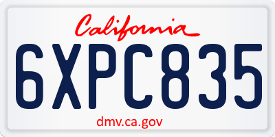 CA license plate 6XPC835