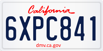 CA license plate 6XPC841
