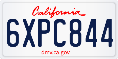 CA license plate 6XPC844