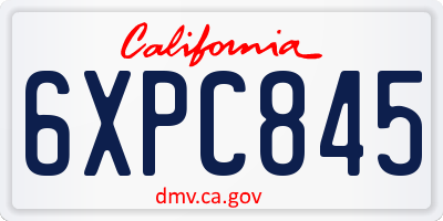 CA license plate 6XPC845