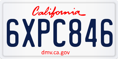 CA license plate 6XPC846
