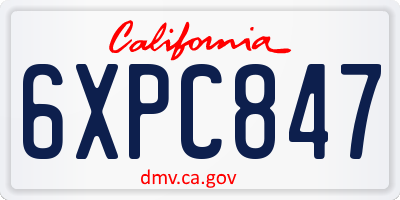 CA license plate 6XPC847