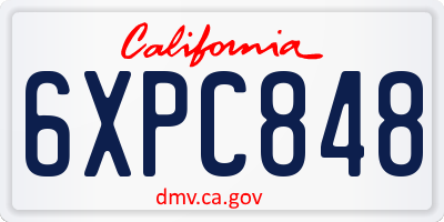 CA license plate 6XPC848
