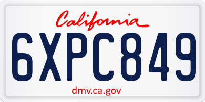 CA license plate 6XPC849