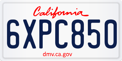 CA license plate 6XPC850