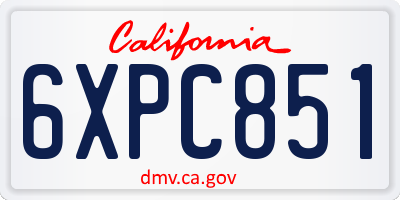 CA license plate 6XPC851