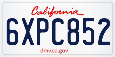 CA license plate 6XPC852