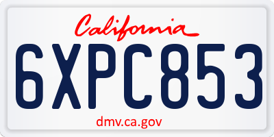 CA license plate 6XPC853