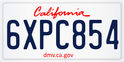 CA license plate 6XPC854