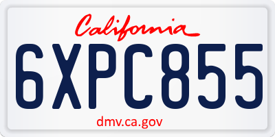 CA license plate 6XPC855
