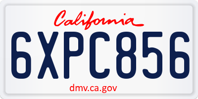 CA license plate 6XPC856