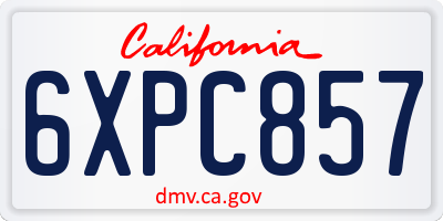 CA license plate 6XPC857