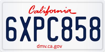 CA license plate 6XPC858