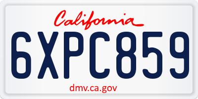 CA license plate 6XPC859