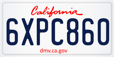 CA license plate 6XPC860