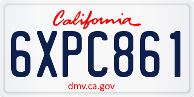 CA license plate 6XPC861