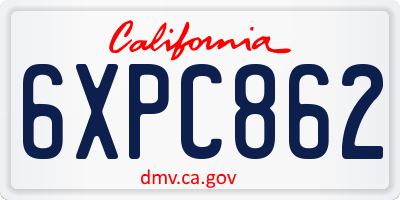 CA license plate 6XPC862