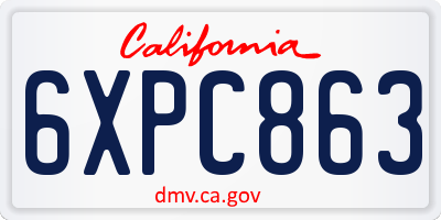 CA license plate 6XPC863