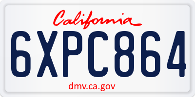 CA license plate 6XPC864