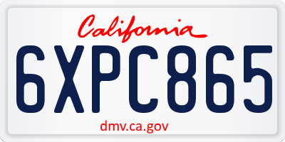 CA license plate 6XPC865