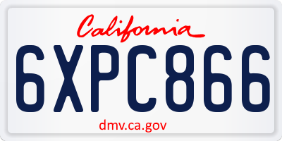 CA license plate 6XPC866