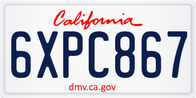 CA license plate 6XPC867