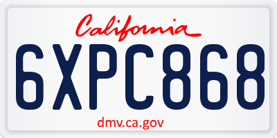 CA license plate 6XPC868