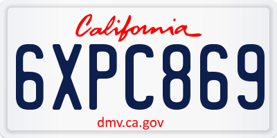 CA license plate 6XPC869