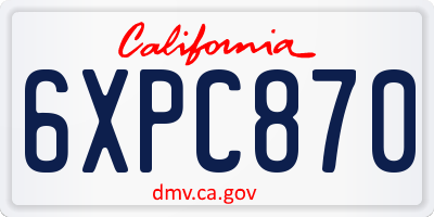 CA license plate 6XPC870