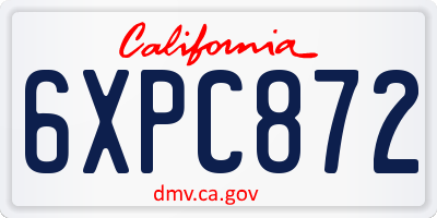 CA license plate 6XPC872