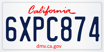 CA license plate 6XPC874