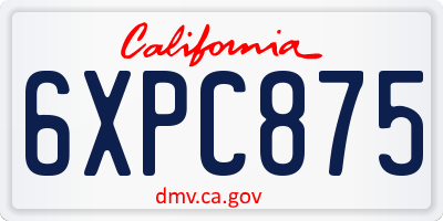 CA license plate 6XPC875