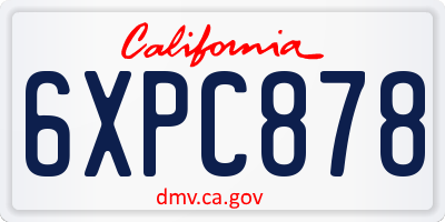 CA license plate 6XPC878