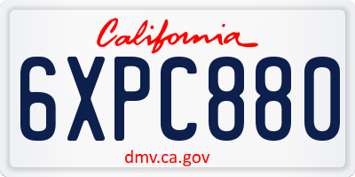 CA license plate 6XPC880