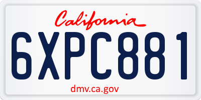 CA license plate 6XPC881