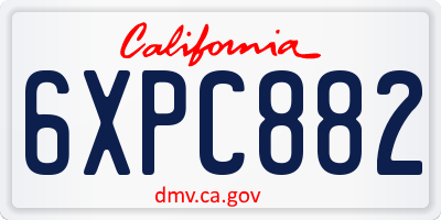 CA license plate 6XPC882