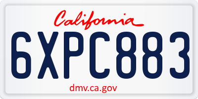 CA license plate 6XPC883