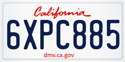 CA license plate 6XPC885
